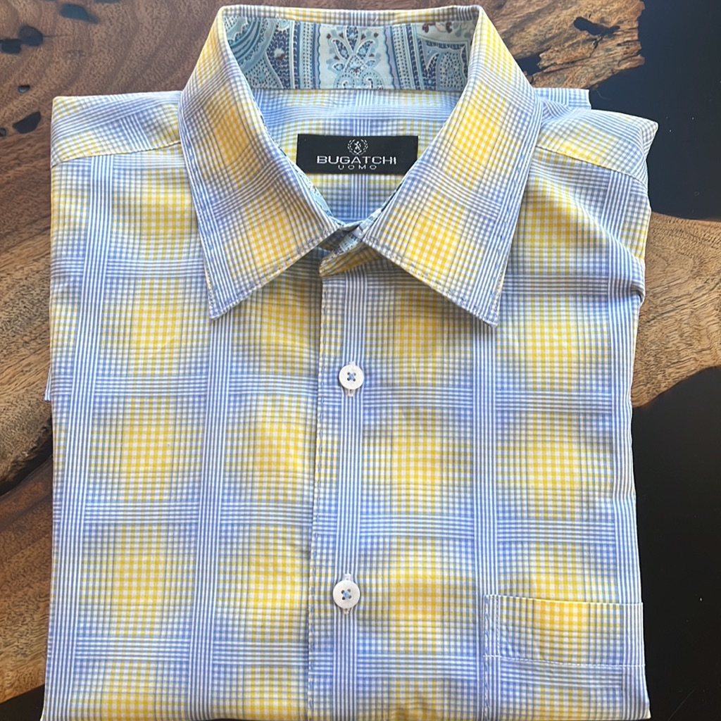 Bugatchi Short Sleeves Shirt, 100% Cotton, L